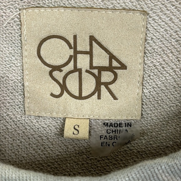 Chaser Women's Small Flutter Sleeve Raw Edge Palm Tree Terrycloth Sweatsirt Top - Picture 3 of 6